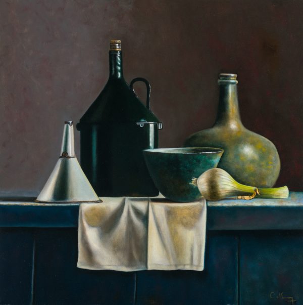 0005  Compositie met groene veldfles - Compositie met groene veldfles - 61cmx61cm